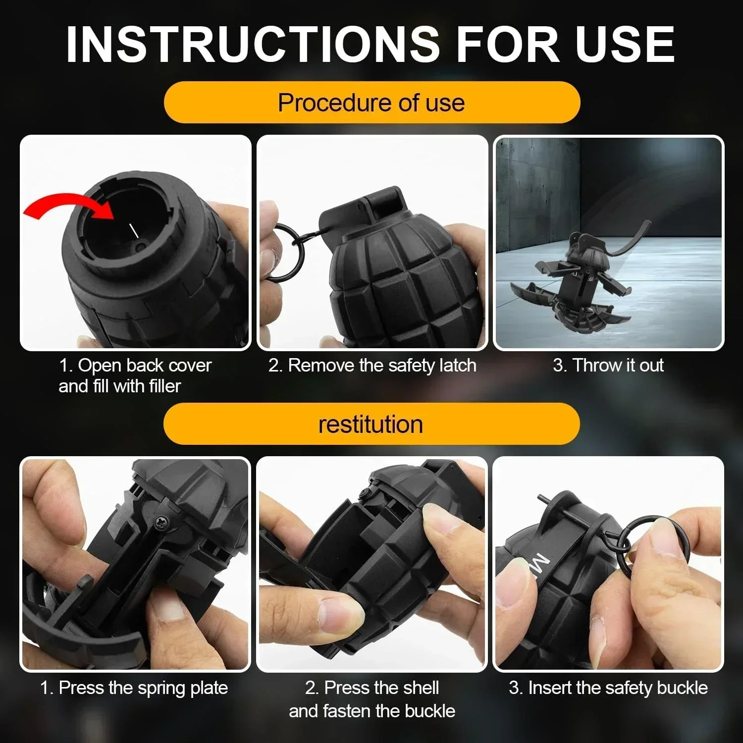 Granadas de Juguete de Plástico MF-36, 1/3PCB, Reutilizables, con Impacto, Modelo para Airsoft, Paintball, Juego de Rol, Accesorio - imagen 5