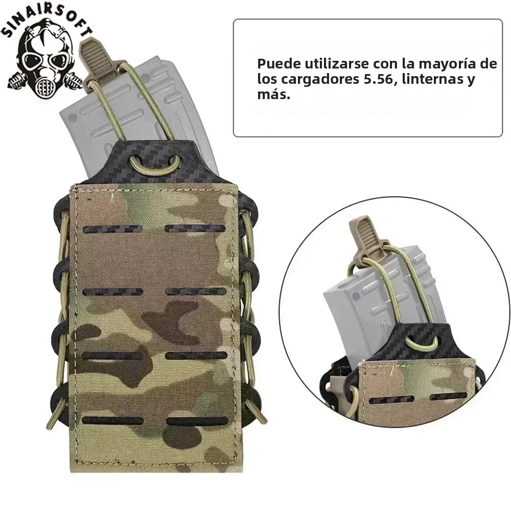 SINAIRSOFT Molle para exteriores, bolsa para revistas de 5,56mm, soporte individual para Mag, bolsa Universal para linterna cortada con láser, bolsillo para cuchillos, equipo de caza - imagen 3