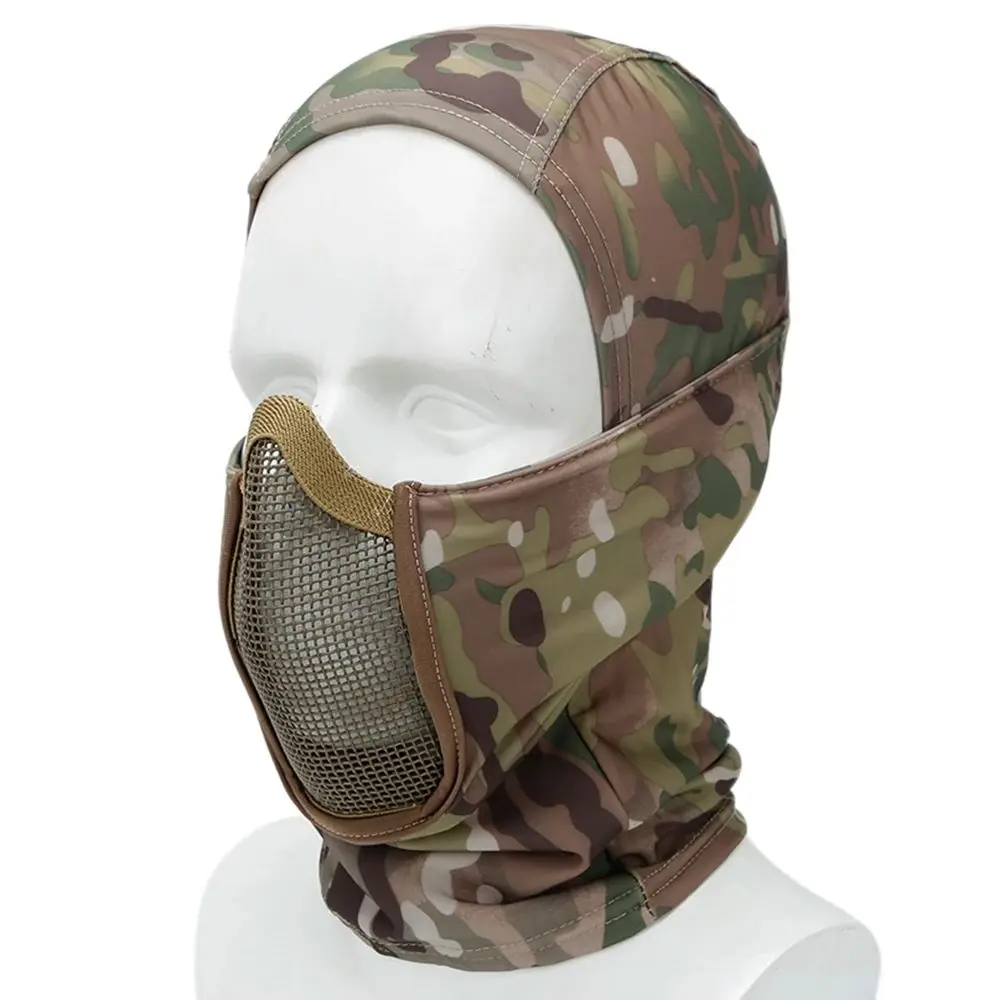 Máscara táctica de malla de cara completa pasamontañas Airsoft Paintball máscara de Halloween CS juego caza ciclismo casco protector forro gorra - imagen 4