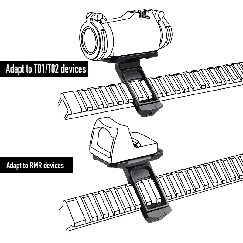 WADSN accesorio óptico de ataque táctico RM/SRO/punto rojo miras T 1 2 H 1 2 emboscada OM45 montaje óptico de 45 grados para miras de punto rojo - imagen 5