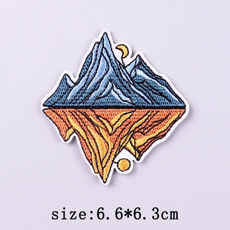 Parche de montaña para planchar, parches termoadhesivos para ropa, parche bordado para acampar en la naturaleza, bucle de gancho Diy - imagen 2