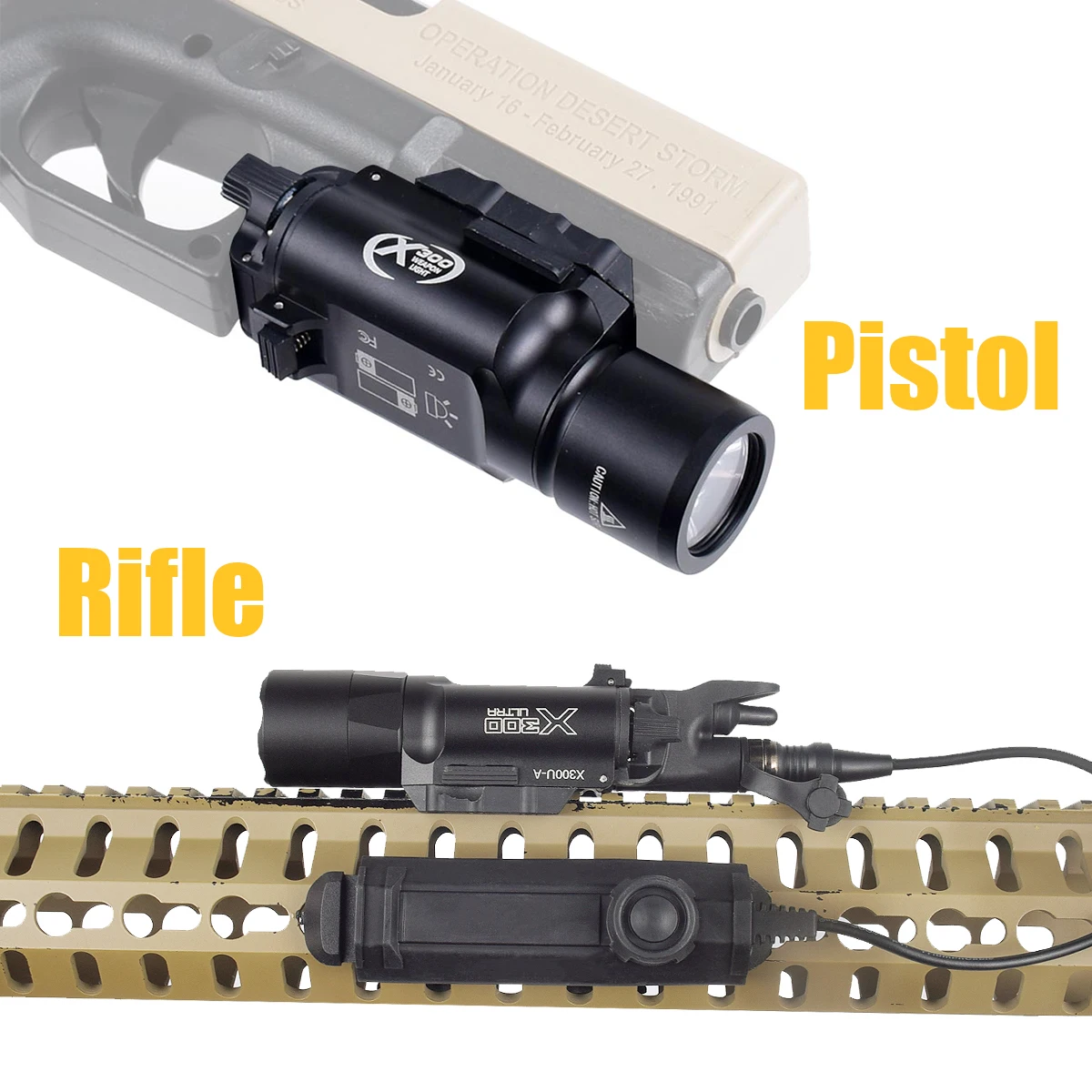 Linterna táctica SureFire X300 ultraligera para rifle airsoft - imagen 5