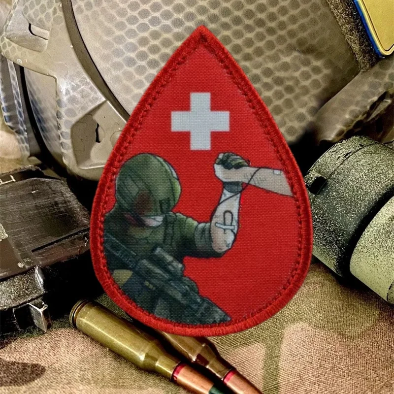 Parche impreso "Donador de sangre" para ropa, insignia de moral táctica, parches militares con gancho y bucle, brazalete, pegatinas para mochila