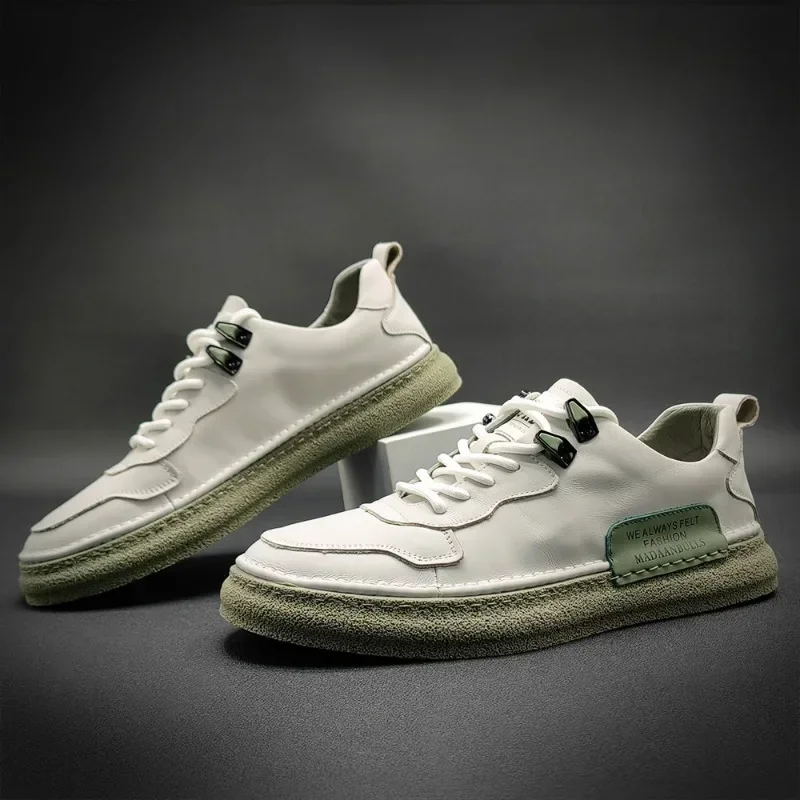 Zapatillas de cuero de hombre planas casuales cómodas modernas - imagen 3