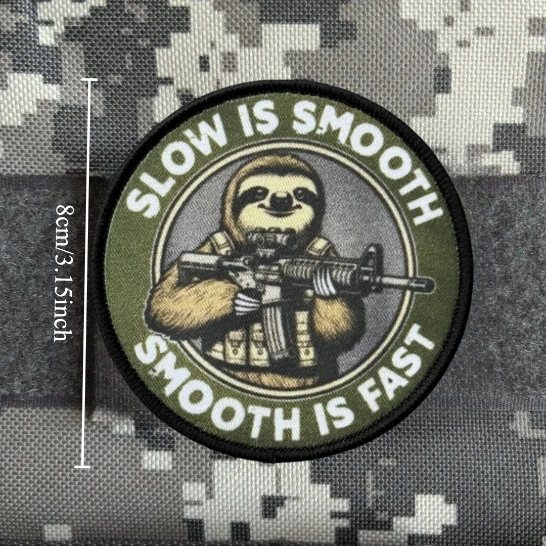 Lento es suave es rápido parche táctico moral ejército militar perezoso impreso gancho bucle parches para ropa mochila pegatina - imagen 2