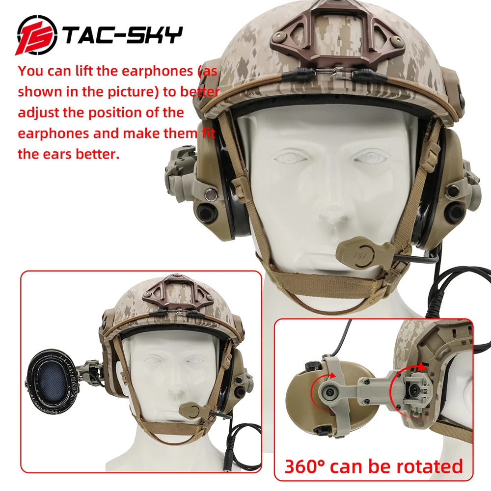 TS TAC-SKY auriculares tácticos ARC Rail adaptador soporte Sordin auriculares orejeras de silicona versión para caza al aire libre Airsoft deporte - imagen 3