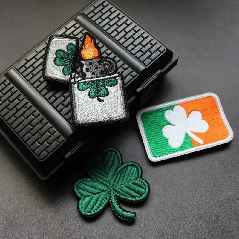 Parche de trébol con gancho y bucle, insignia bordada, personalidad militar, sellable, mochila al aire libre, ropa, calcomanías decorativas - imagen 2