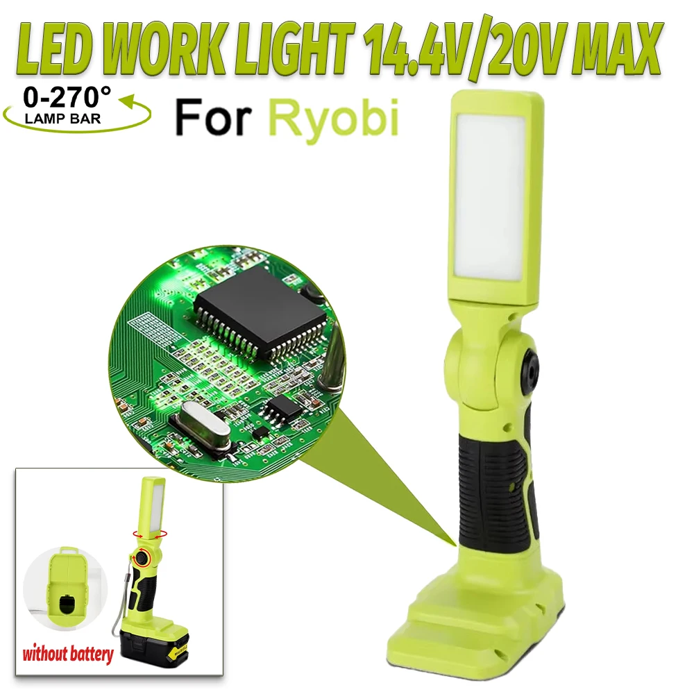 Nueva luz LED de trabajo para Ryobi, batería de 18V, linterna portátil de 12W con protección de bajo voltaje para Camping, taller, garaje con EE. UU.