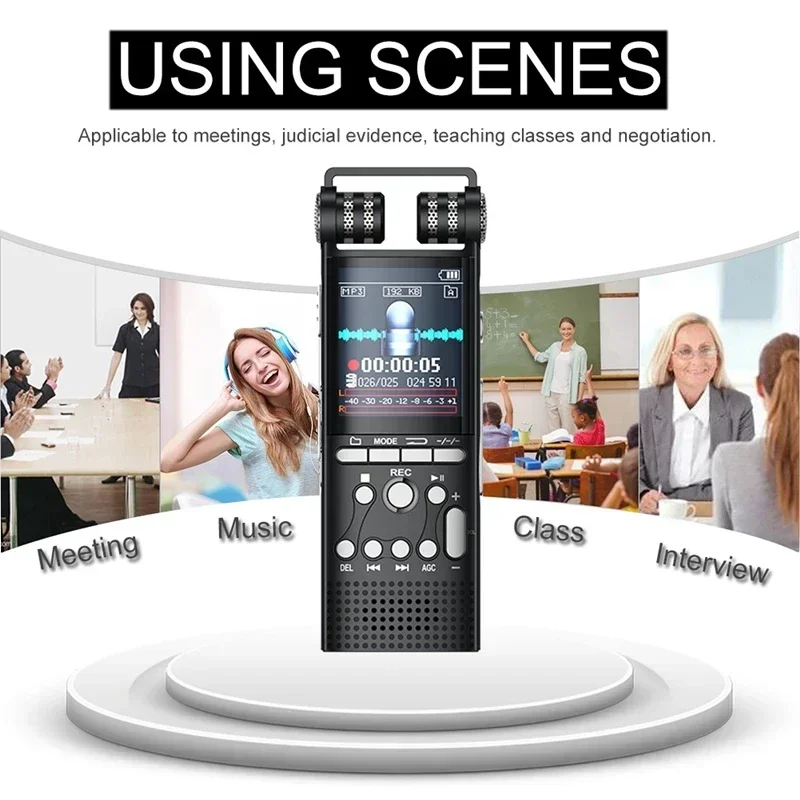 Grabadora de Audio Digital profesional activada por voz, 8GB/16GB/32GB, Usb, grabación de 100 horas, Pcm, micrófono externo de 1536kbps - imagen 4
