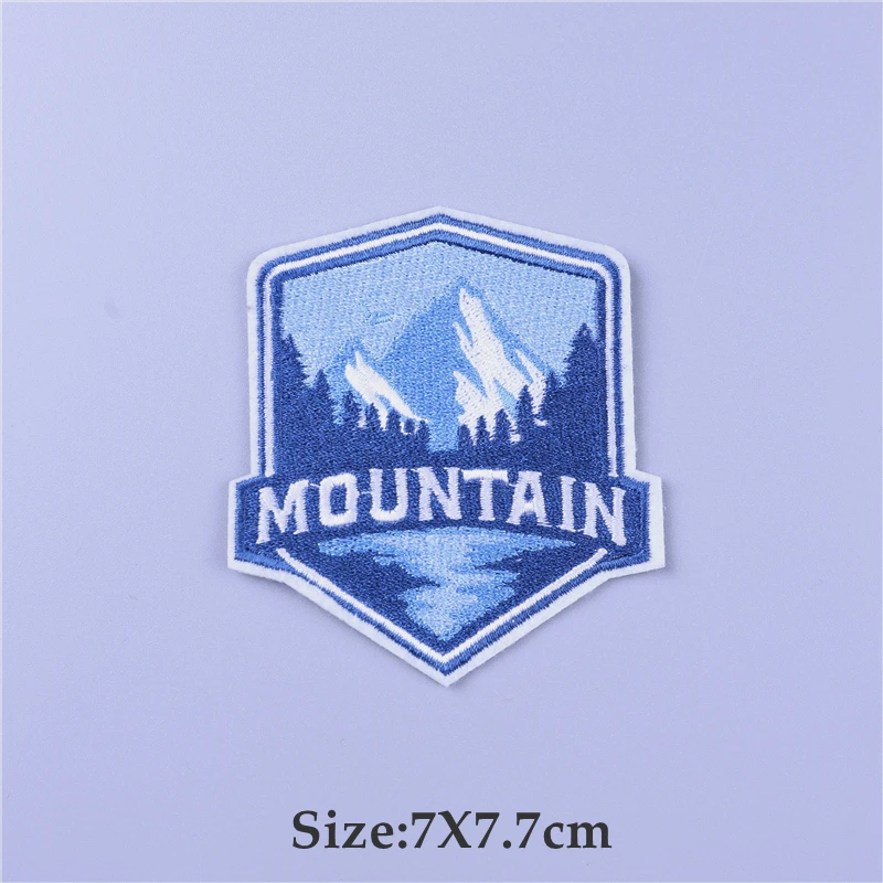 Parches de montaña para aventuras al aire libre, termoadhesivos para ropa, Camping, viaje, parche termoadhesivo, parche de paisaje bordado Fusible - imagen 3
