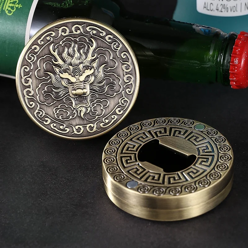 Abridor de botellas de cerveza con forma de cabeza de dragón 3D creativo con pegatina magnética para nevera, abridor de botellas multifuncional.