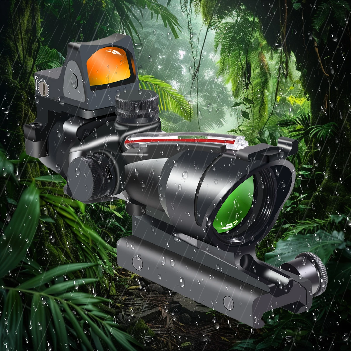 Mira táctica 4X32 con punto rojo, mira compacta de fibra Real para caza, retícula grabada, mira colimadora Airsoft ajustable - imagen 3