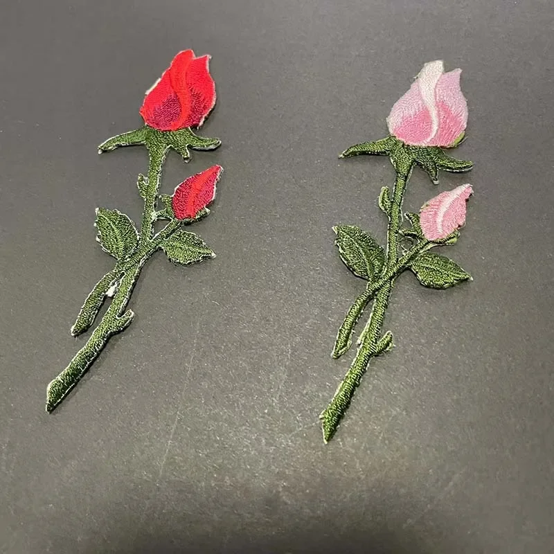 Parche de flores de tela con apliques 3D, bordado termocollante, pegatinas de planchado para ropa, decoración de vestidos, 3,5x11CM - imagen 2