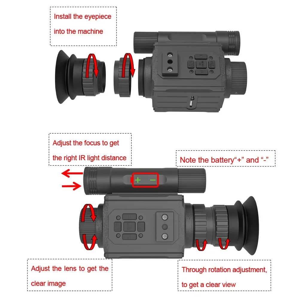 Megaorei NK006 850nm/940nm alcance de visión nocturna 1920*1080 resolución de vídeo 200-400M distancia IR cámaras de grabación de vídeo Monocular - imagen 4