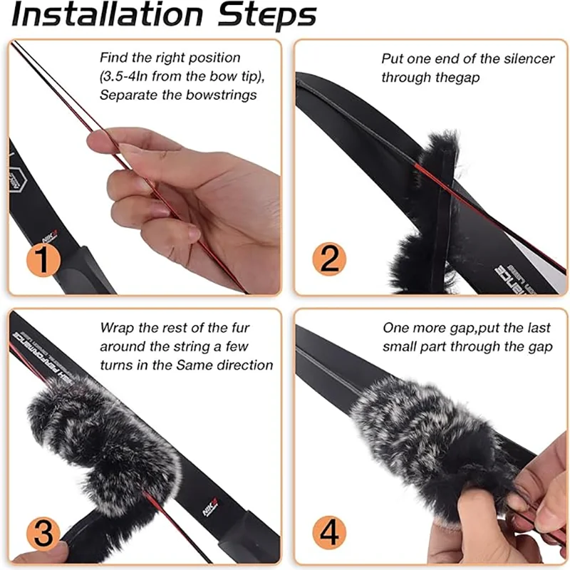 Silenciador de cuerda para arco Toparchery, un par, accesorios para lazos recurvos de piel de conejo - imagen 5