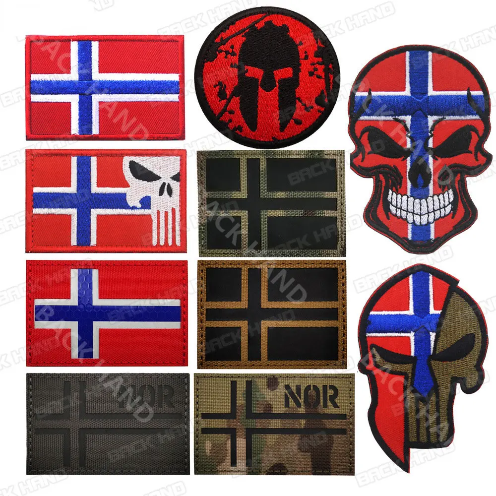 NOR-pegatina mágica reflectante infrarroja bordada de Noruega, paquete de bandera que brilla en la oscuridad, insignia de moral táctica, parches militares - imagen 2