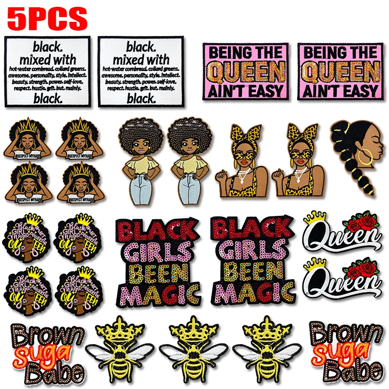 Parche termoadhesivo Black Girls Been Magic bordado DIY