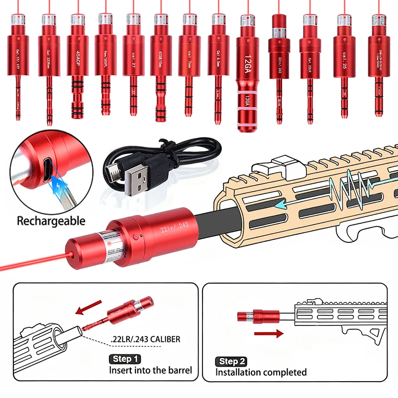 Entrenador láser magnético multifuncional, 9MM/38SPL/223REM, punto rojo/verde, polvo seco, cartucho de entrenamiento láser, función de puntería