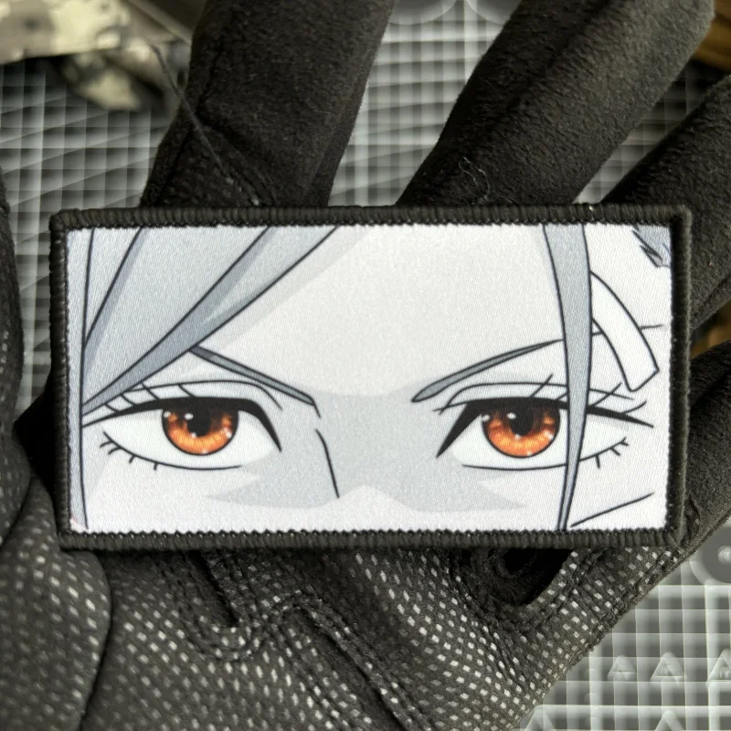 Kugisaki Nobara Eyes moral Badge Anime Jujutsu Kaisen Character Patch Hook and Loop Painting Tactical militar Backpack Sticker - imagen 4