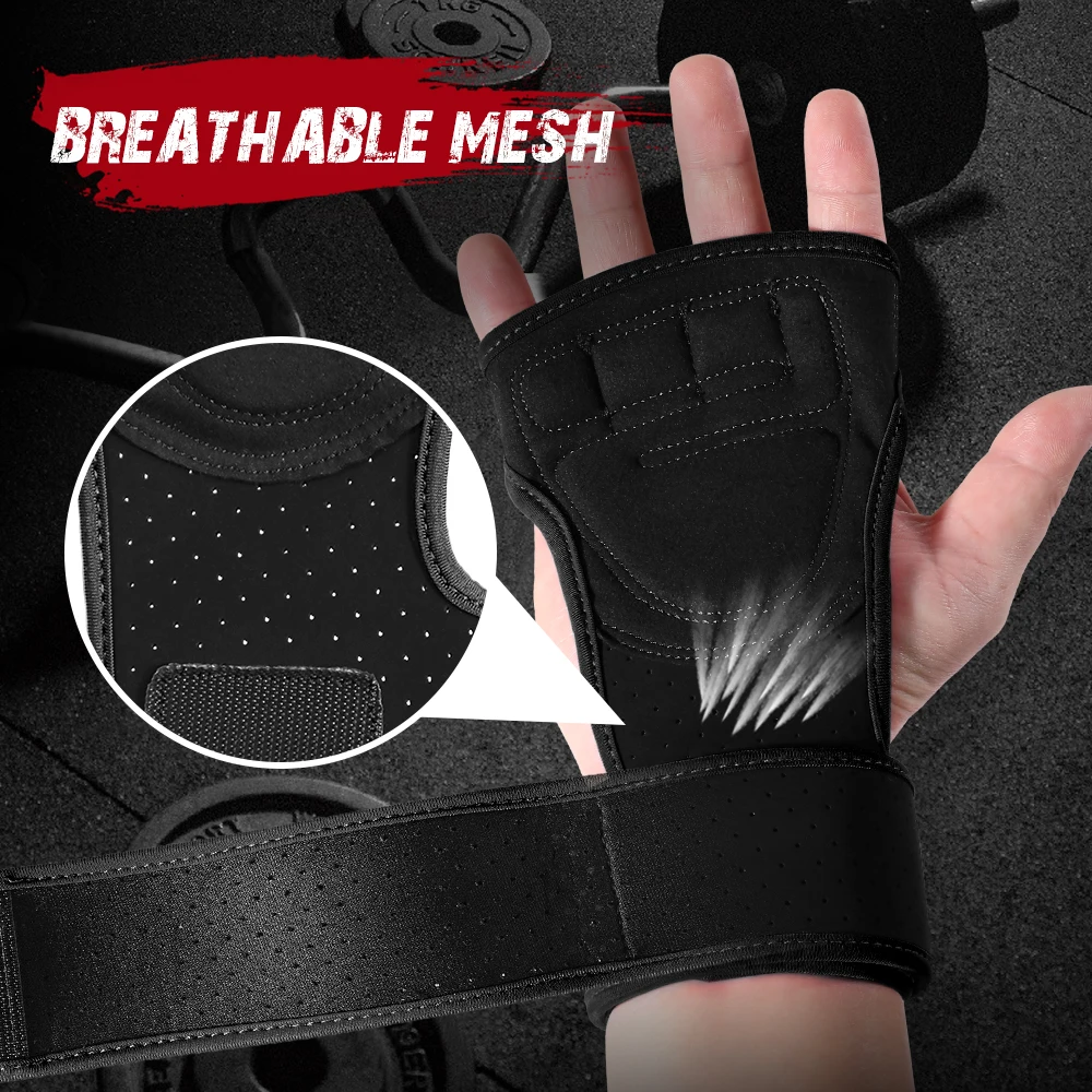 Guantes de entrenamiento de levantamiento de pesas para gimnasio, almohadilla antideslizante antigolpes, deporte, culturismo, gimnasio, mano, Protector de Palma - imagen 3