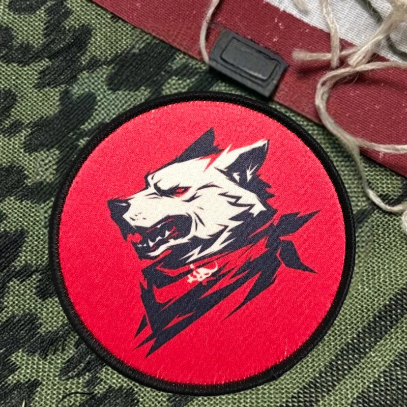 Parche con estampado de cabeza de lobo relámpago, chaleco táctico, insignia de moral con gancho y bucle, pegatina decorativa para mochila, parches para brazalete para ropa - imagen 2