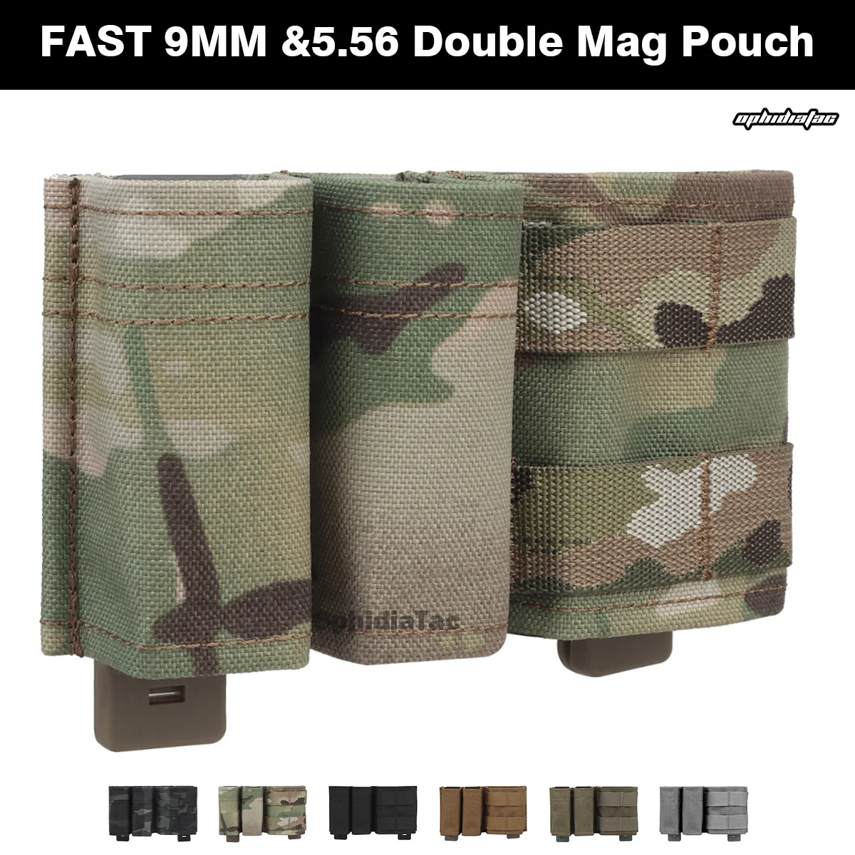 Durable corto rápido 9MM y 5,56 doble bolsa Mag MOLLE Compatible con orificio de drenaje inferior para portador de placa aparejo de pecho chaleco táctico