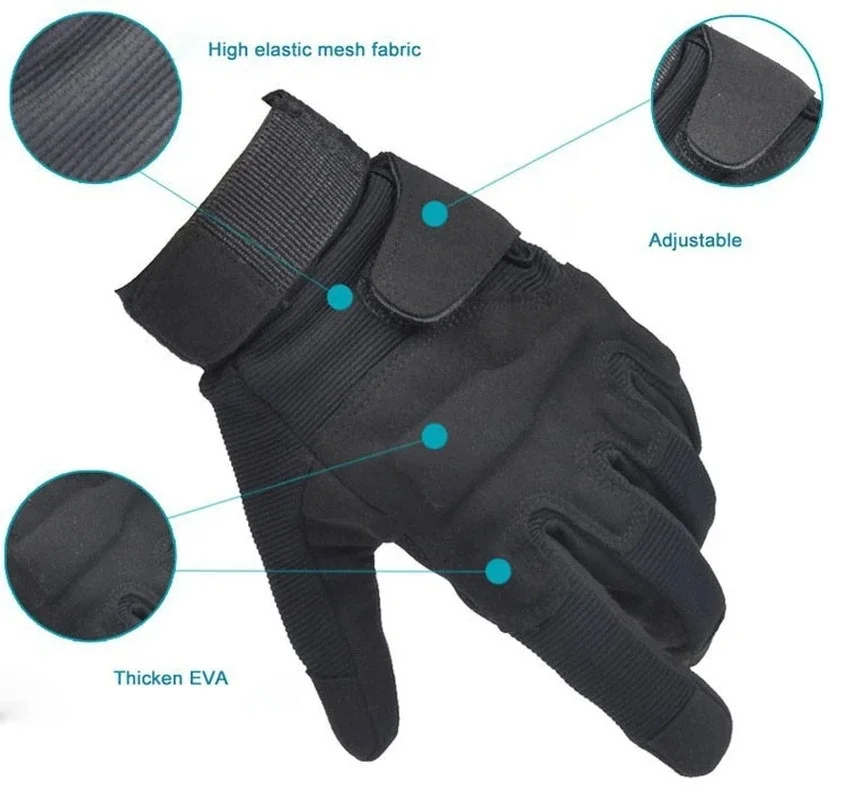 Guantes tácticos de dedo completo para deportes al aire libre, guantes antideslizantes para bicicleta, tiro de Paintball, Airsoft, ciclismo, medio guante para motocicleta - imagen 3