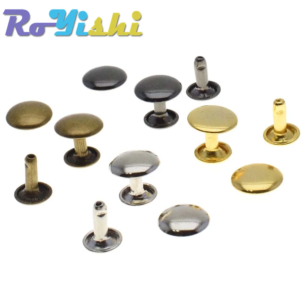 100 unids/set 6mm-12mm Metal redondo doble tapa remaches tachuelas para artesanía de cuero accesorios reparación zapatos bolsa cinturón ropa - imagen 5