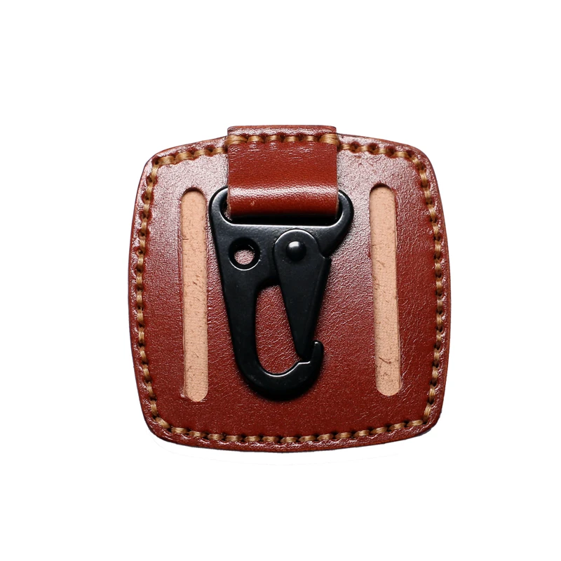 B-cinturón con Clip trasero largo, cinturón colgante rápido, cuero curtido, marrón, azul marino, antipérdida, Clip de cintura de acceso rápido - imagen 3