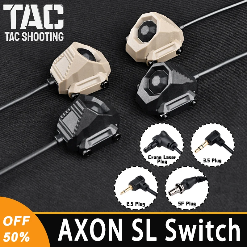 WADSN-Interruptor de botón táctico AXON SL, accesorio de caza, láser, Airsoft, arma, explorador, apto para M300, M600, linterna, PEQ