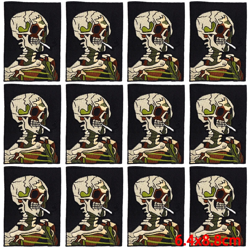 Parche de calavera Punk para planchar en la ropa, parches bordados en la ropa de Hip Hop, parche de Rock Hippie para coser ropa, 10 piezas por lote - imagen 2