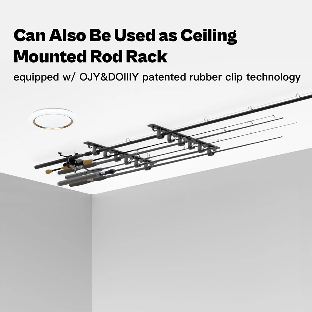 Estante de almacenamiento para caña de pescar de 6 cañas, soporte de exhibición Horizontal para caña de pescar para garaje, cabina, soporte para caña de pescar montado en la pared para sótano - imagen 3