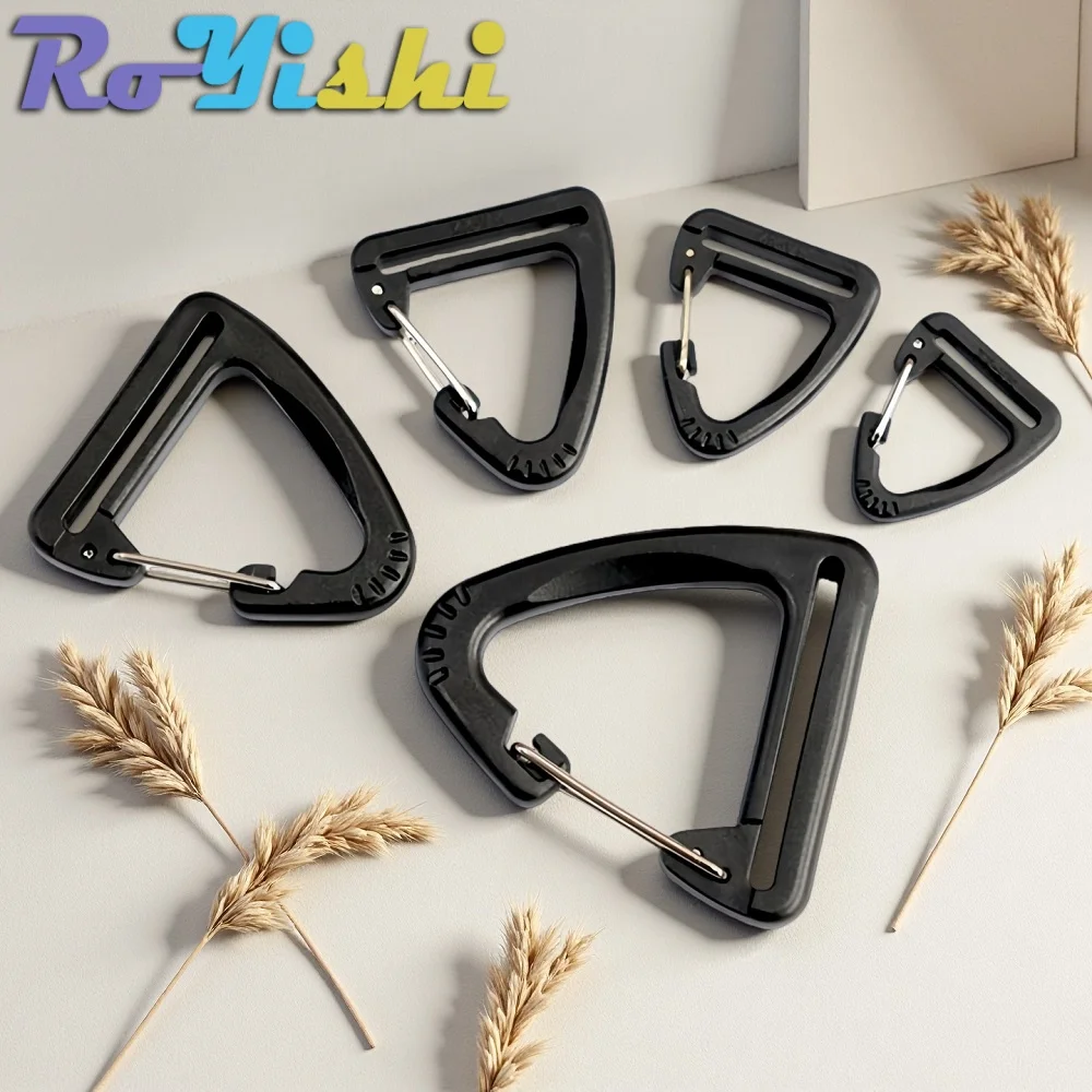 10-100 unids/pack resorte de plástico Quickdraws Clip ganchos llavero hebillas de cinturón mosquetón triangular para mochila accesorios DIY - imagen 2