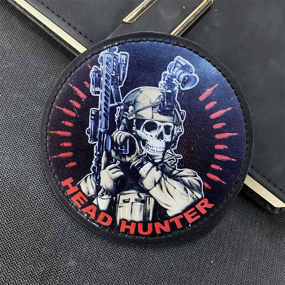 Pegatina de mochila táctica de Chevron, insignia de moral de cresta militar, parches estampados en la ropa, Calavera, esqueleto, cazador de cabeza - imagen 5