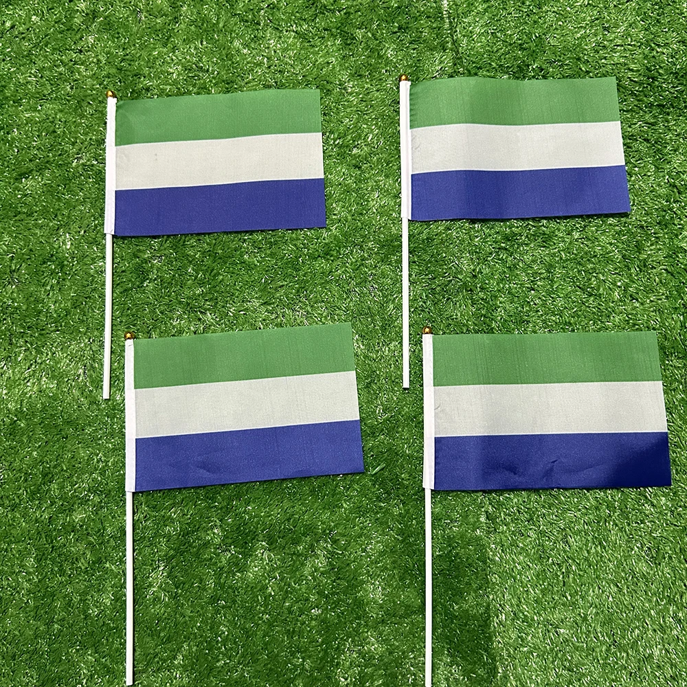 Bandera de mano Sierra Leona poliéster con asta de plástico - imagen 5