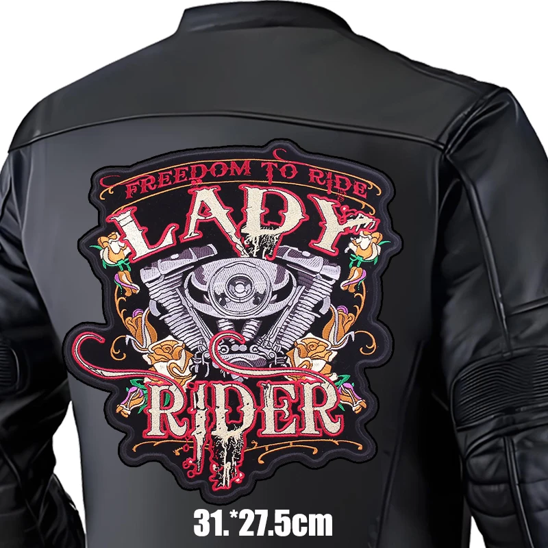 Parches bordados en la espalda grande, parche de motorista de calavera para motocicleta DIY, parches para planchar para chaquetas de cuero, parche trasero Punk para coser/planchar - imagen 2