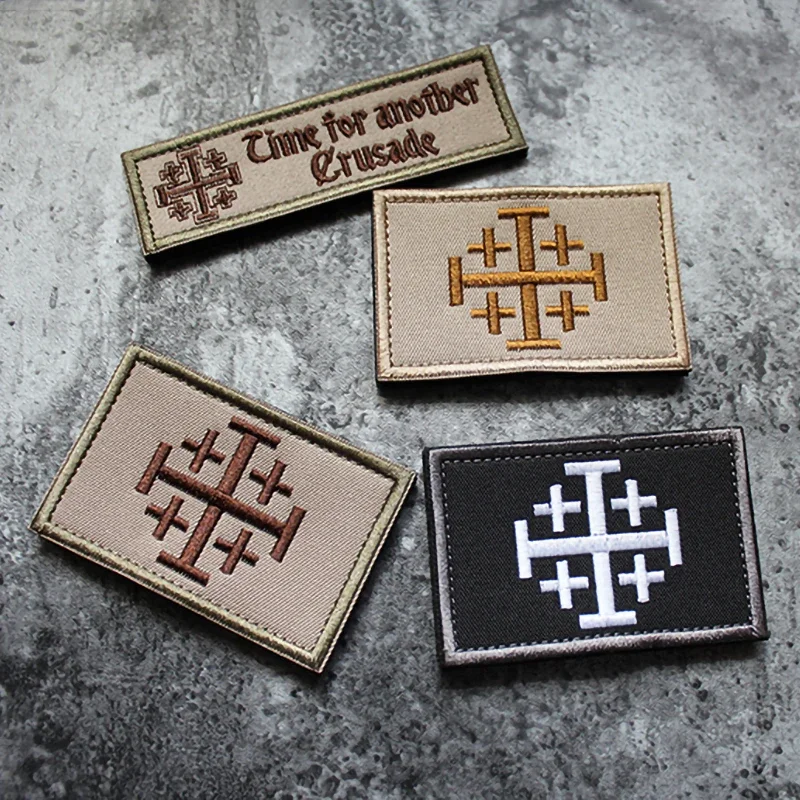 Parches bordados de Caballeros de Jesús, insignias de moral cruzada, emblema táctico militar, parches bordados para ropa, chaquetas