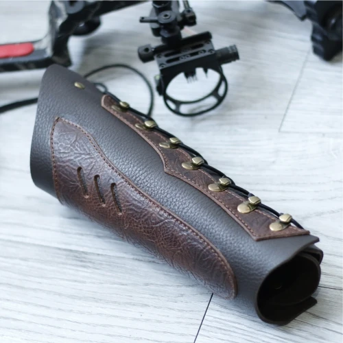 Protector de brazo de mano de cuero de vaca, Protector de brazo de tiro con arco tradicional, grueso y suave - imagen 2