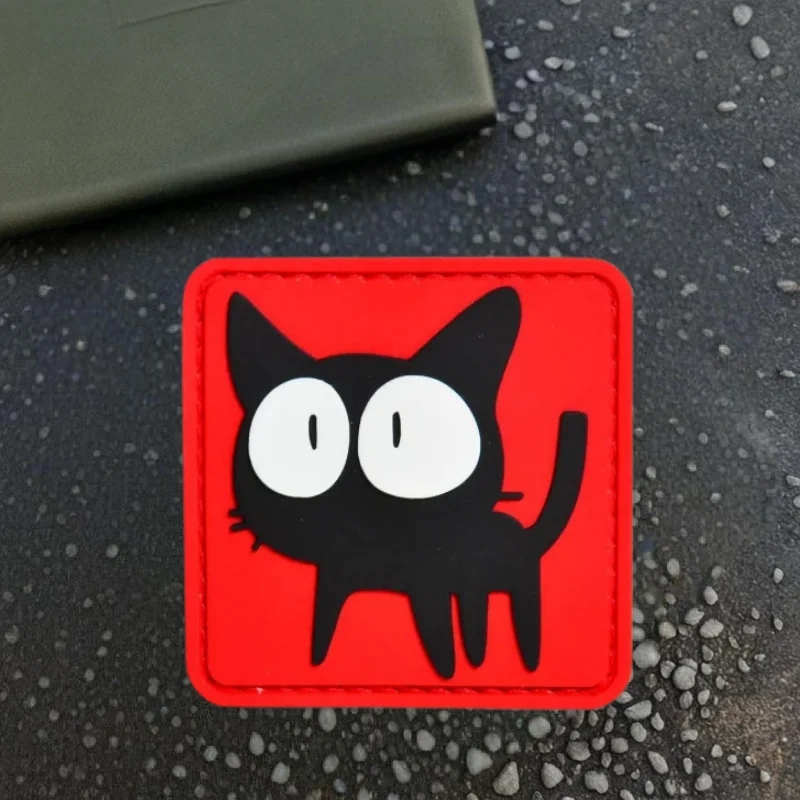 Parche de PVC de gato negro, insignia de moral táctica con gancho y bucle, accesorios de decoración para mochila militar, parches adhesivos para ropa - imagen 2
