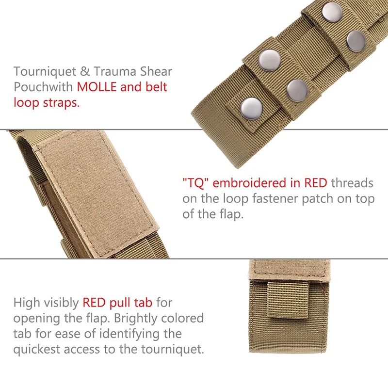 MOLLE-bolsa de torniquete de nailon, funda para linterna, soporte para linterna, funda para cuchillo de caza al aire libre, paquetes de tijera médica - imagen 4