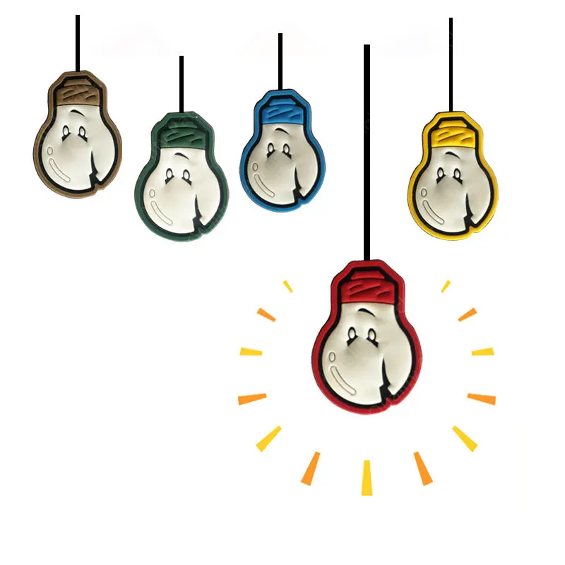 Mini bombilla de dibujos animados, paquete al aire libre con insignia, PVC, goma suave, pegatina mágica, parche brillante de color negro, parches de ropa - imagen 4