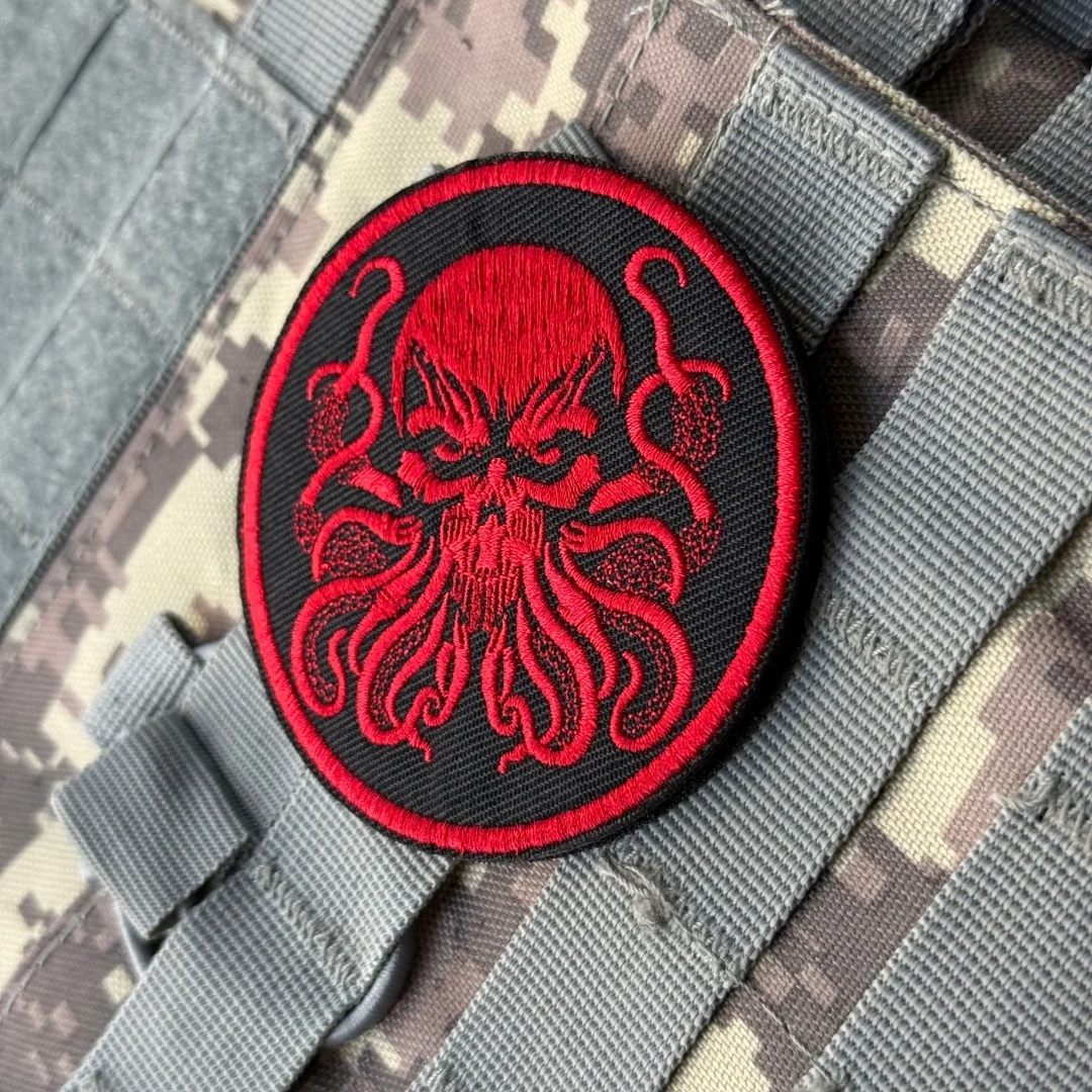 Parche malvado de pulpo Chevron, insignia de moral táctica, parches bordados con gancho para ropa, mochila del ejército militar, pegatina personalizada - imagen 4