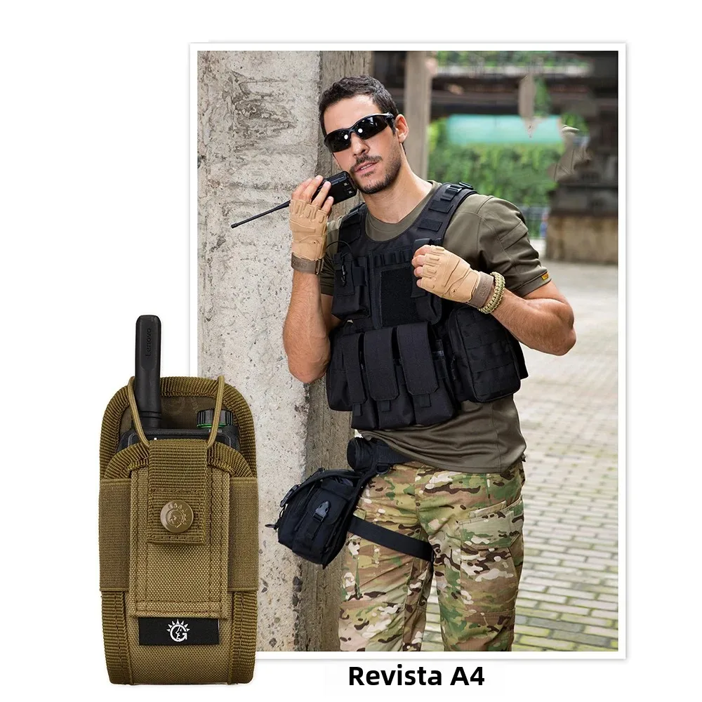 Bolsa para walkie-talkie con sistema Molle, bolsa de accesorios de camuflaje multifuncional, bolsa para máquina de llamadas inalámbrica para deportes al aire libre, bolsillo - imagen 5