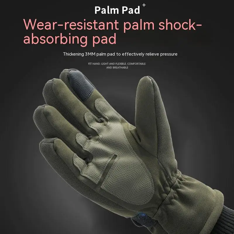 JSJM guantes tácticos de invierno para hombre, guantes cálidos gruesos de terciopelo, guantes antideslizantes con pantalla táctil de dedo largo, guantes de esquí con dedos completos - imagen 3