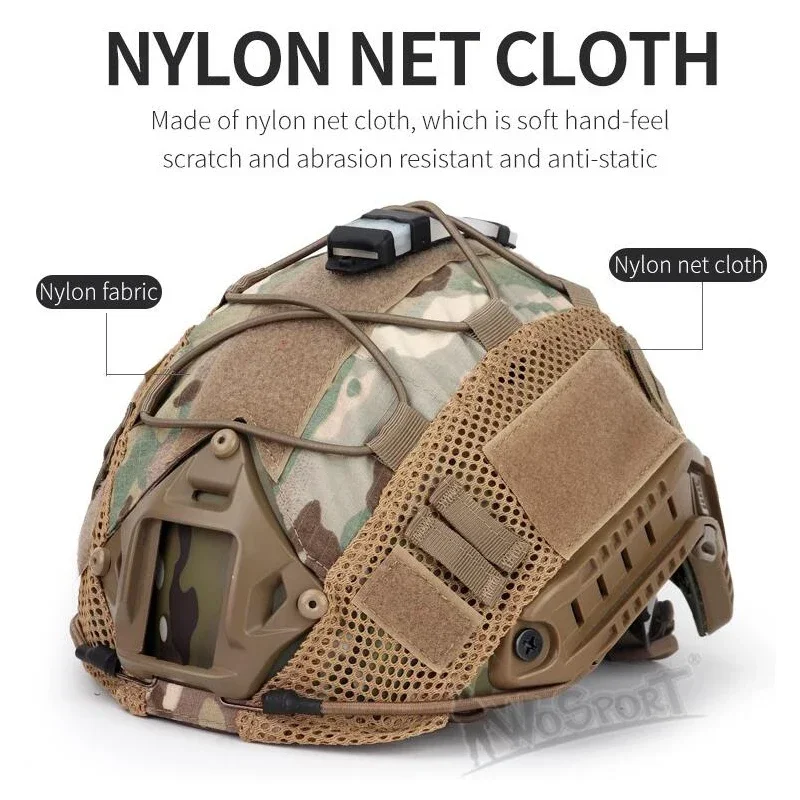 Funda táctica para casco con cordón elástico, circunferencia de la cabeza de camuflaje de 50-62cm para accesorios para cascos rápidos MH PJ BJ - imagen 3