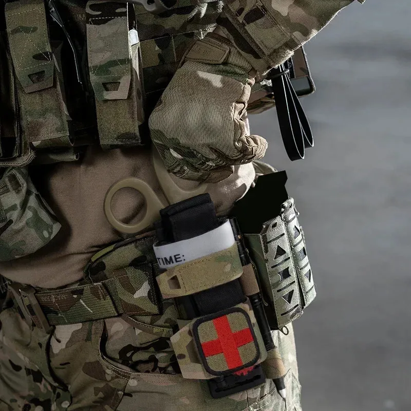 Bolsa táctica para torniquete, bolsa para tijeras de supervivencia, bolsa para tijeras de traumatismos, correas elásticas Molle, accesorio de soporte - imagen 4