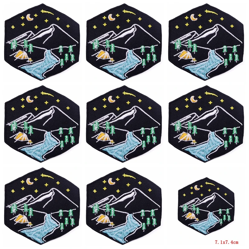 10 unids/lote parche para planchar, parches para acampar para ropa DIY, pegatinas para ropa de aventura, parche bordado a rayas en decoración de chaqueta - imagen 4