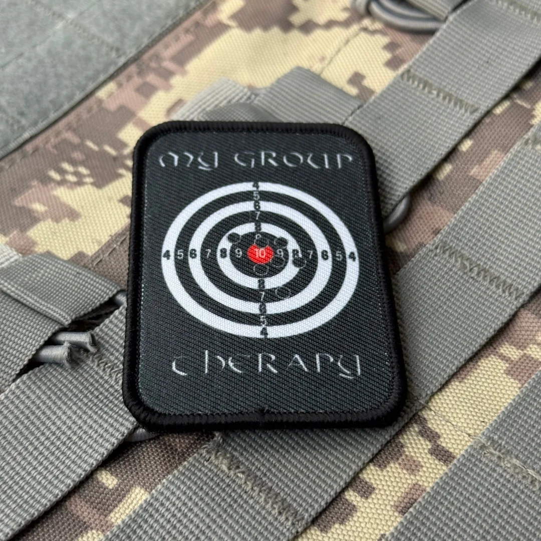 Parches impresos de moral táctica con gancho y bucle de tiro objetivo de terapia de mi grupo para ropa, brazalete militar, pegatinas para mochila - imagen 5