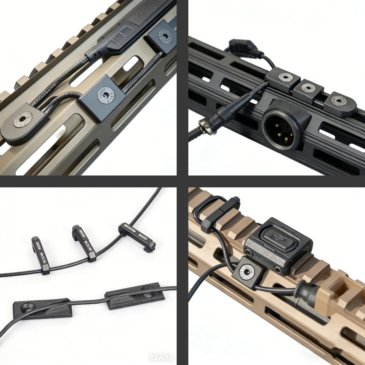 Clip de Cable Táctico 3PCS Arson Machine para Gestión de Cables M-LOK Piactinny, Compatible con Interruptor de Linterna SureFire M300 M600 PEQ