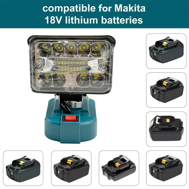 Luz LED de trabajo, linterna de 18v Compatible con batería Makita de 18v LXT, linterna inalámbrica para sitio de trabajo, iluminación de emergencia para acampar - imagen 4